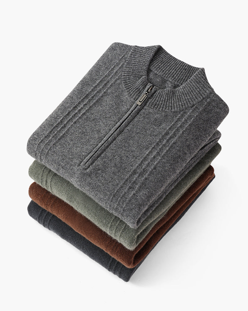 100% Cashmere Ribbed Half Zip